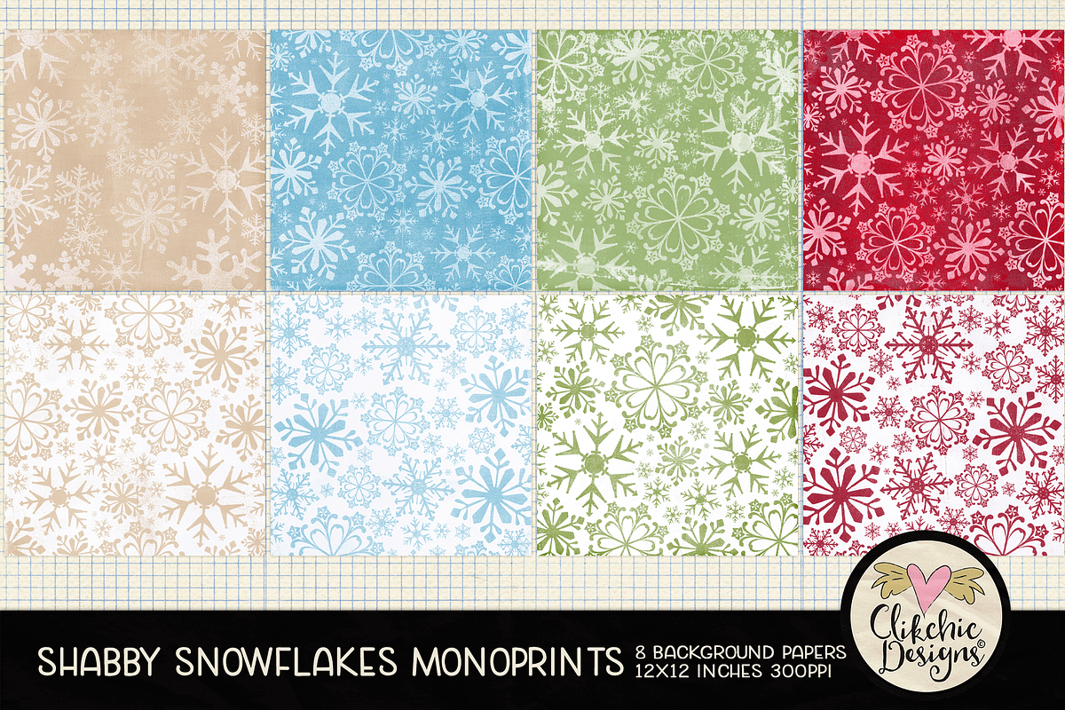 Shabby Snowflake Christmas Papers, a Texture Graphic by Clikchic Designs (Photo 2 of 6)