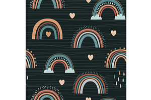 Cute Boho Rainbow seamless pattern, an Illustration by Toltemara
