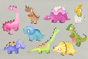 Watercolor Dinosaur Clipart Baby, an Object Graphic by the_myro (Thumbnail 3 of 11)