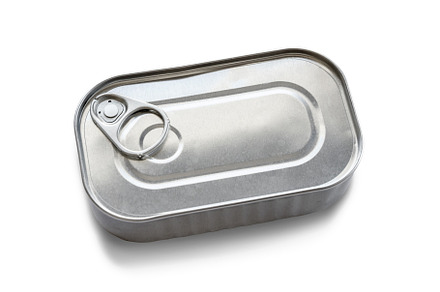 Blank sardine tin can isolated on white background, a Food & Drink Photo by GoodGoods