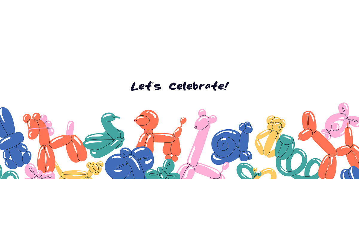 Animals balloons set + backgrounds, an Animal Illustration by PaperTrident (Photo 5 of 8)
