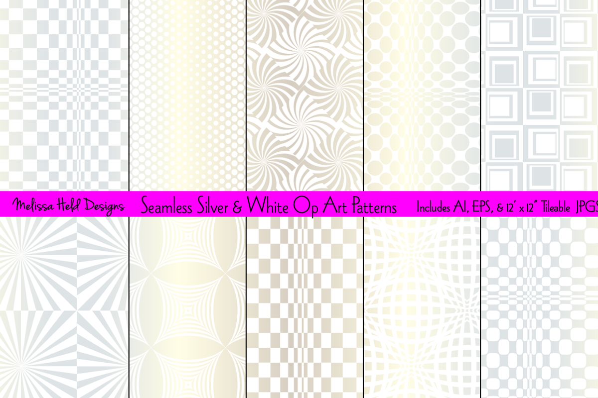 Seamless Silver Op Art Patterns