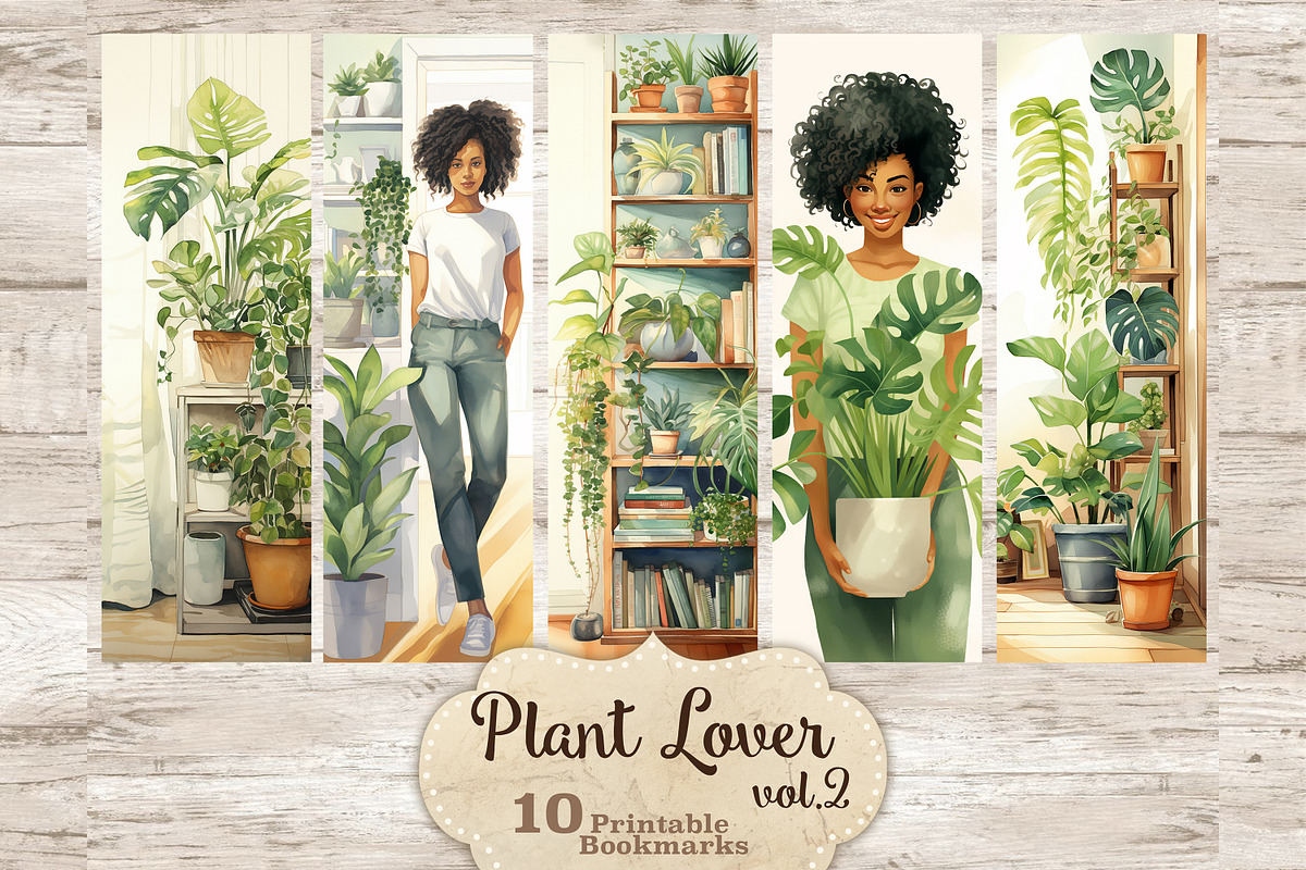 Plant Bookmarks | Bookworm Gift, a Person Illustration by GlamArtZhanna (Photo 1 of 3)