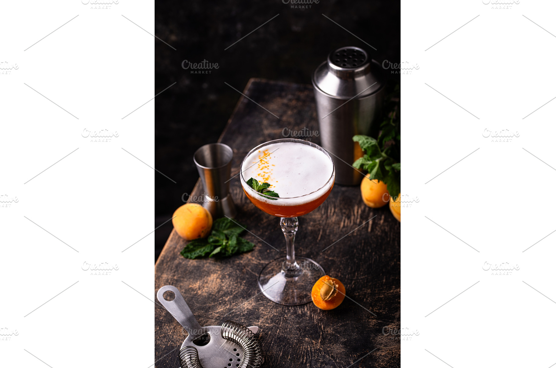 Fresh apricot cocktail martini with, a Food & Drink Photo by Yulia Furman