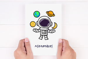 Cute Astronaut Planet Cartoon