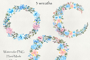 PNG Files Blush And Blue Flowers 1