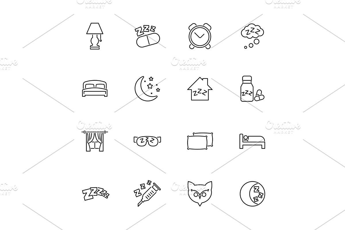 Sleep - Flat Vector Icons, an Object Illustration by Artsaba Family