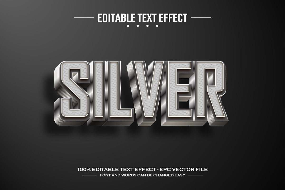 Silver 3D editable text effect, a Layer Style Add-On by nicemorning
