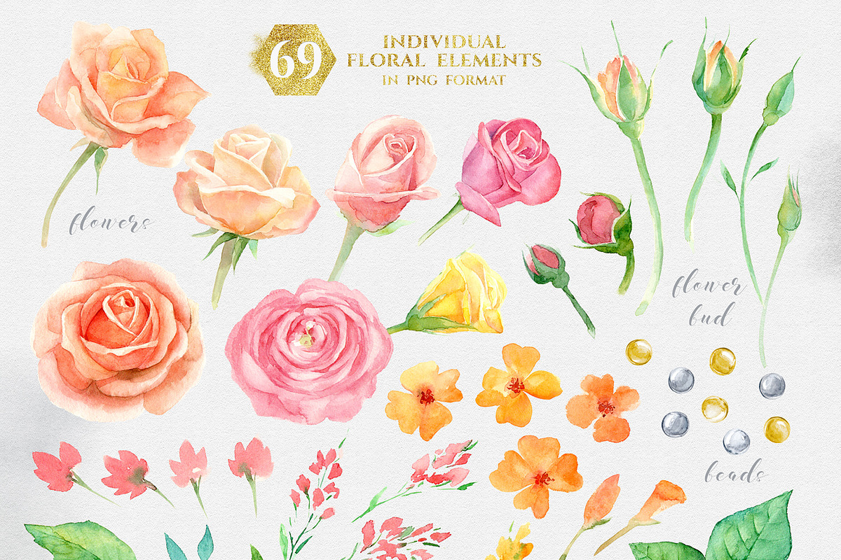 Magic flowers. Watercolor set., a Texture Illustration by LeiaSW (Photo 2 of 9)