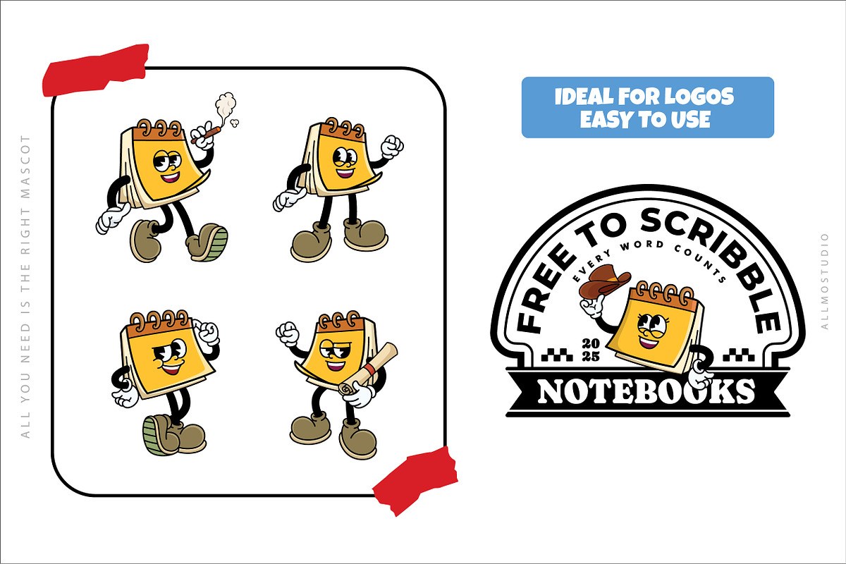 Notepad Mascot Characters, an Object Illustration by Allmostudio (Photo 5 of 5)