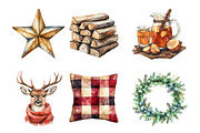 Watercolor Farmhouse Christmas PNG, an Illustration by SinaCreation (Thumbnail 3 of 7)