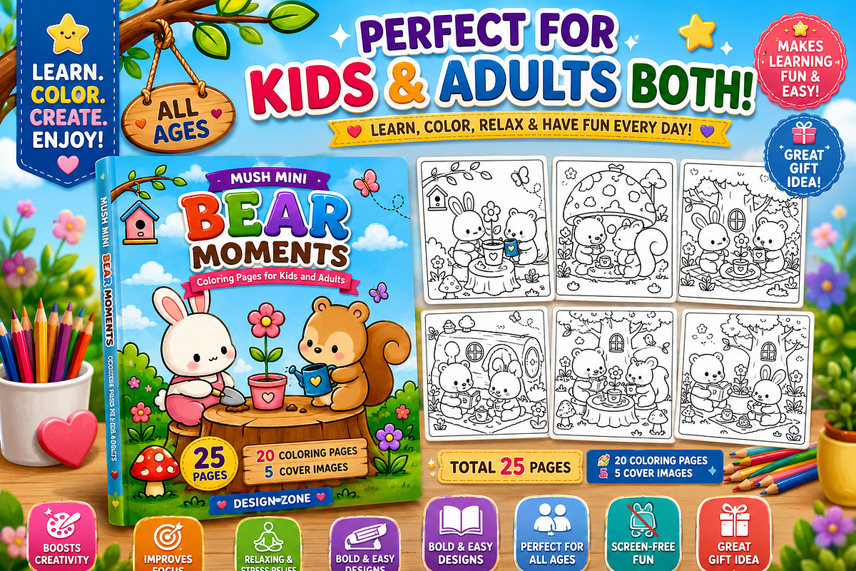 Mush Mini Bear Moments Coloring Book, an Education Illustration by Design Zone (Photo 2 of 5)