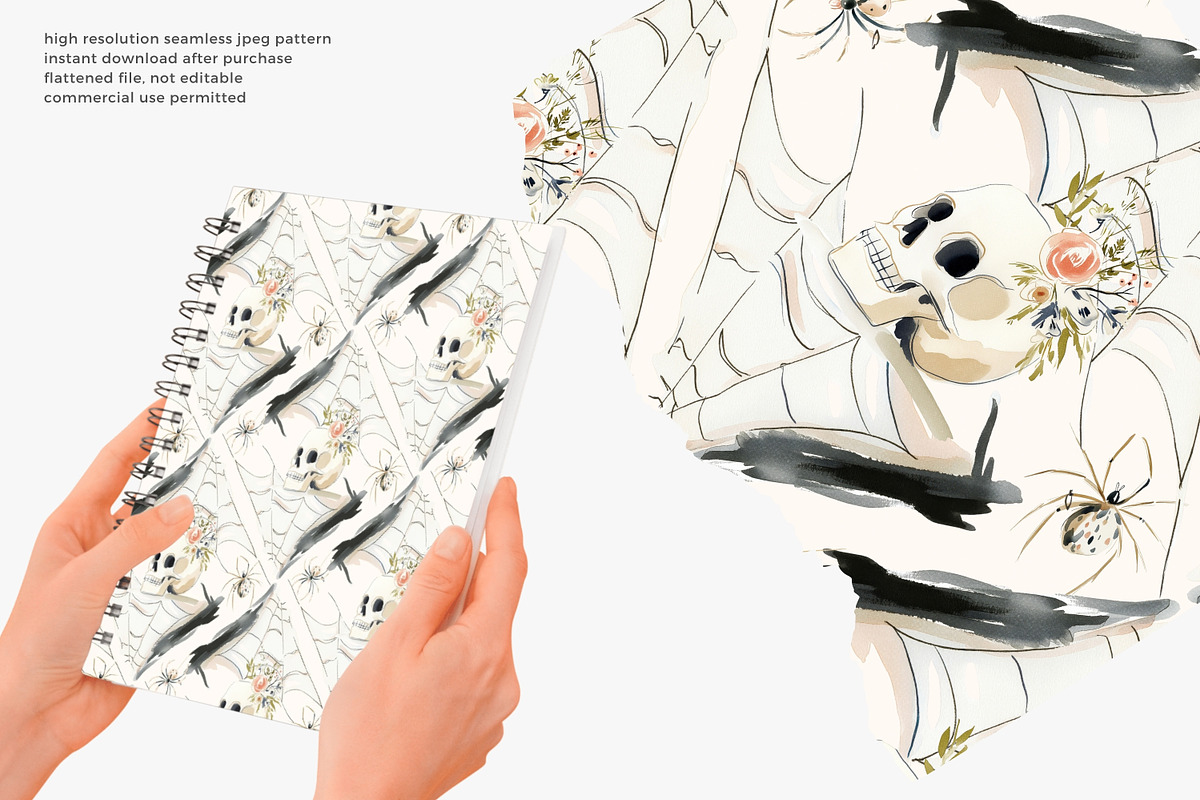 gothic skeleton seamless pattern, a Pattern Graphic by Pink Studio Art (Photo 4 of 4)