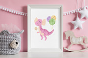 Dinosaur Birthday Girl Clipart, an Animal Illustration by JulzaArt (Thumbnail 3 of 6)