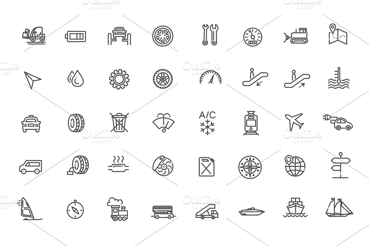 Vector Transport Icons, an Outline Icon by Tettygreen (Photo 2 of 5)