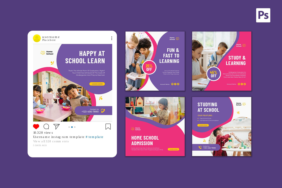 Kindergarten Instagram Post, a Social Media Template by CavenArt (Photo 4 of 5)