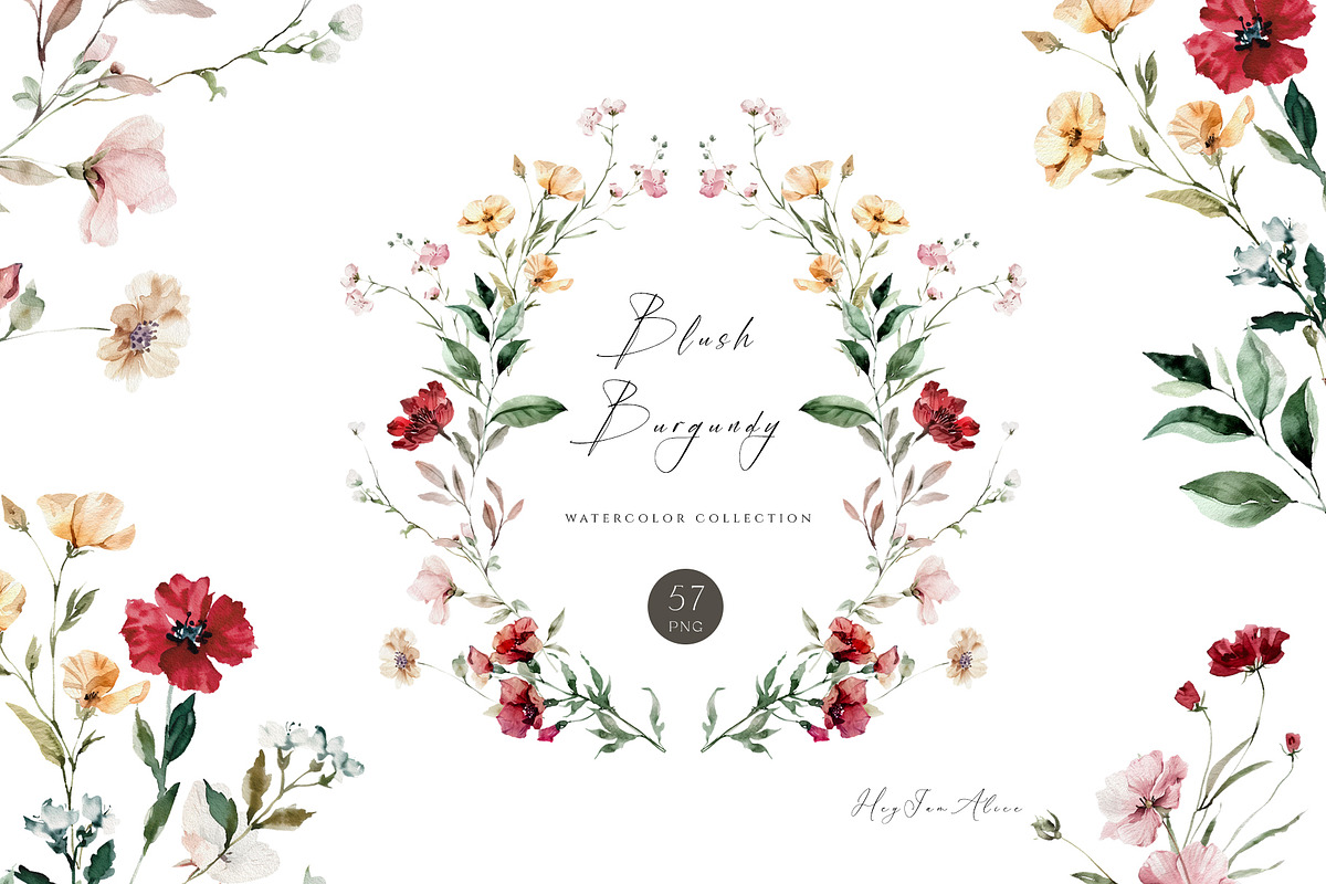 Blush Burgundy Flower, a Decorative Illustration by heyiamalice (Photo 1 of 9)