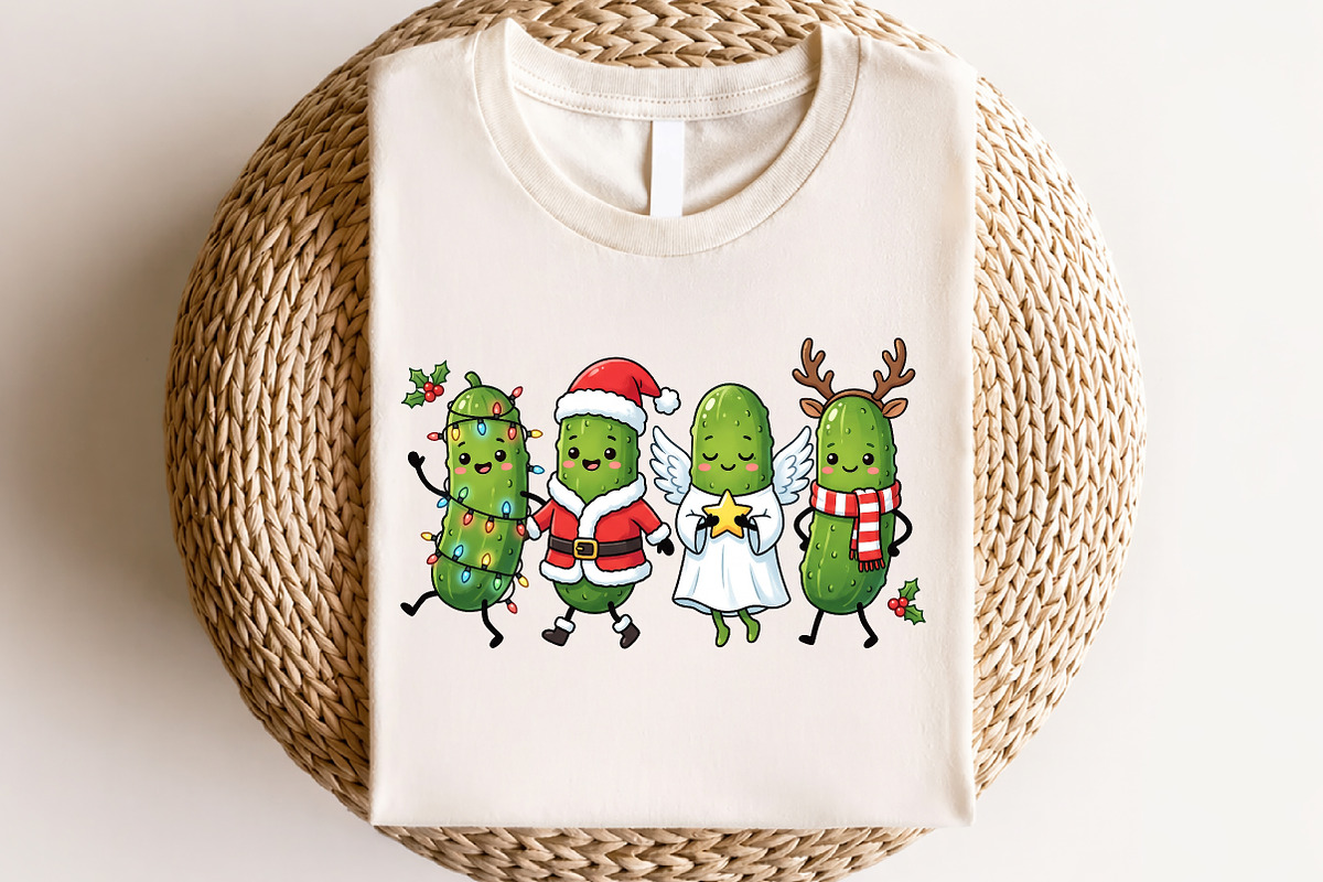 Christmas Pickle Doodles Characters, a Seasonal Illustration by CraftArtStudio (Photo 4 of 4)
