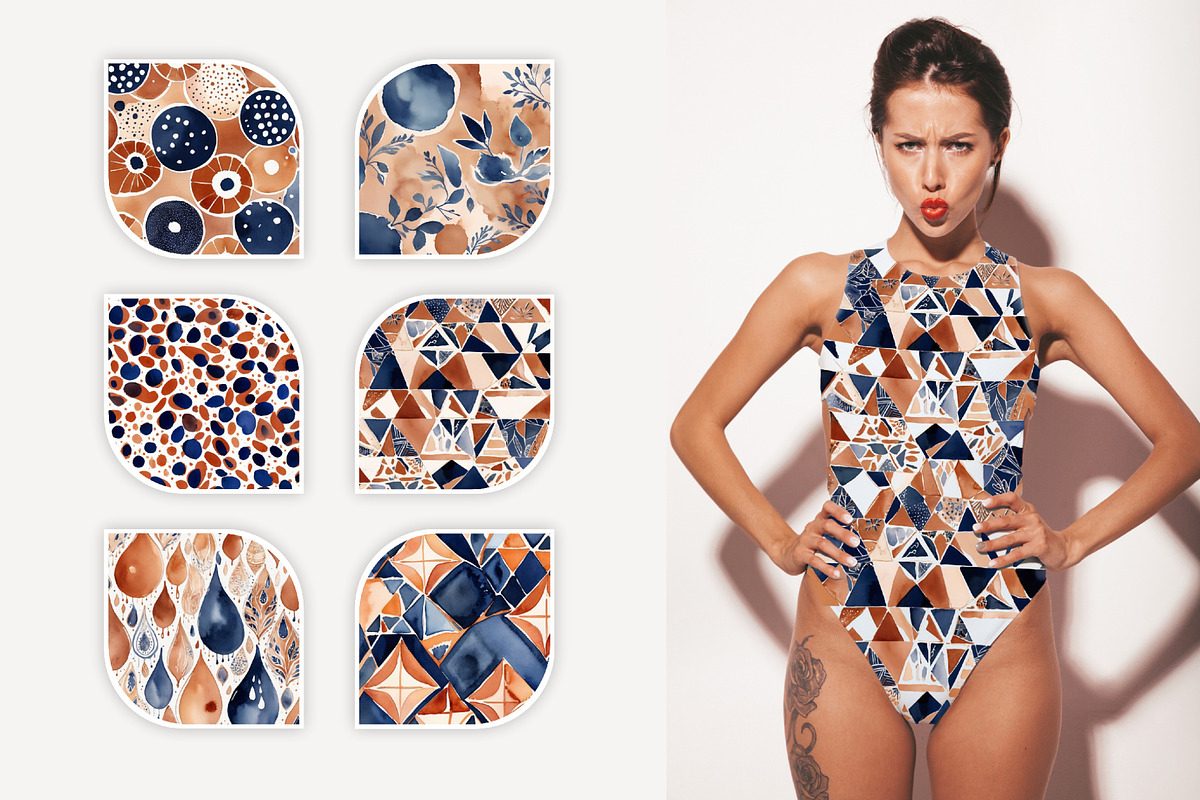 Boho Patterns, blue and terracotta, a Pattern Graphic by L- design studio (Photo 2 of 6)