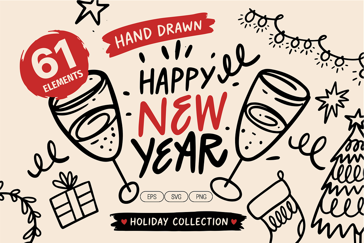 Christmas & New Year Doodles, a Seasonal Illustration by Oktyabr (Photo 1 of 6)