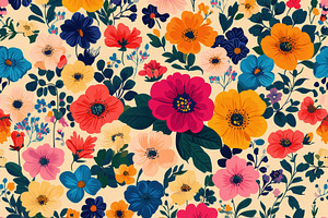 Vibrant floral pattern bold blooms c, a Photo by Pixeness Studio
