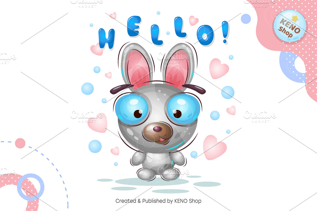 Cute Candy rabbit. Tshirt, PNG., an Animal Illustration by KENO Mascots (Photo 2 of 4)