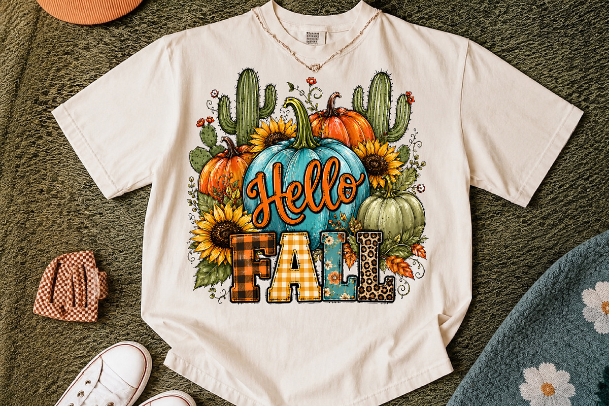 Hello Fall Png Sublimation Design, a Seasonal Illustration by Libby Wishes (Photo 2 of 4)