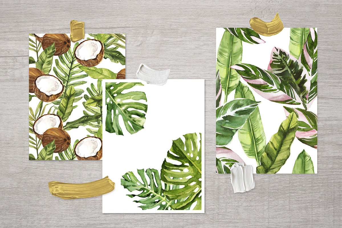 Tropical Leaves Watercolor, a Decorative Illustration by Volha Studio (Photo 6 of 11)