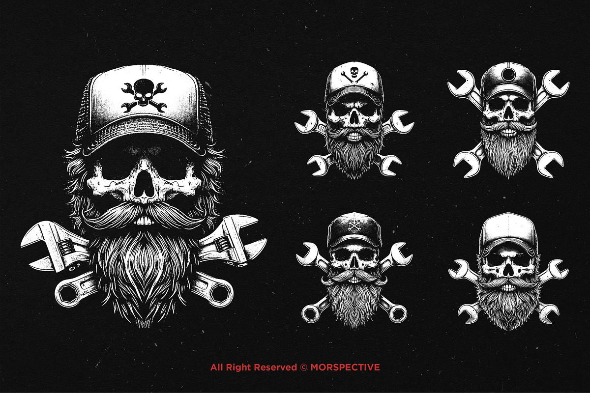 10 Bundle Dark Art Mechanic Skull, an Illustration by Morspective (Photo 5 of 7)