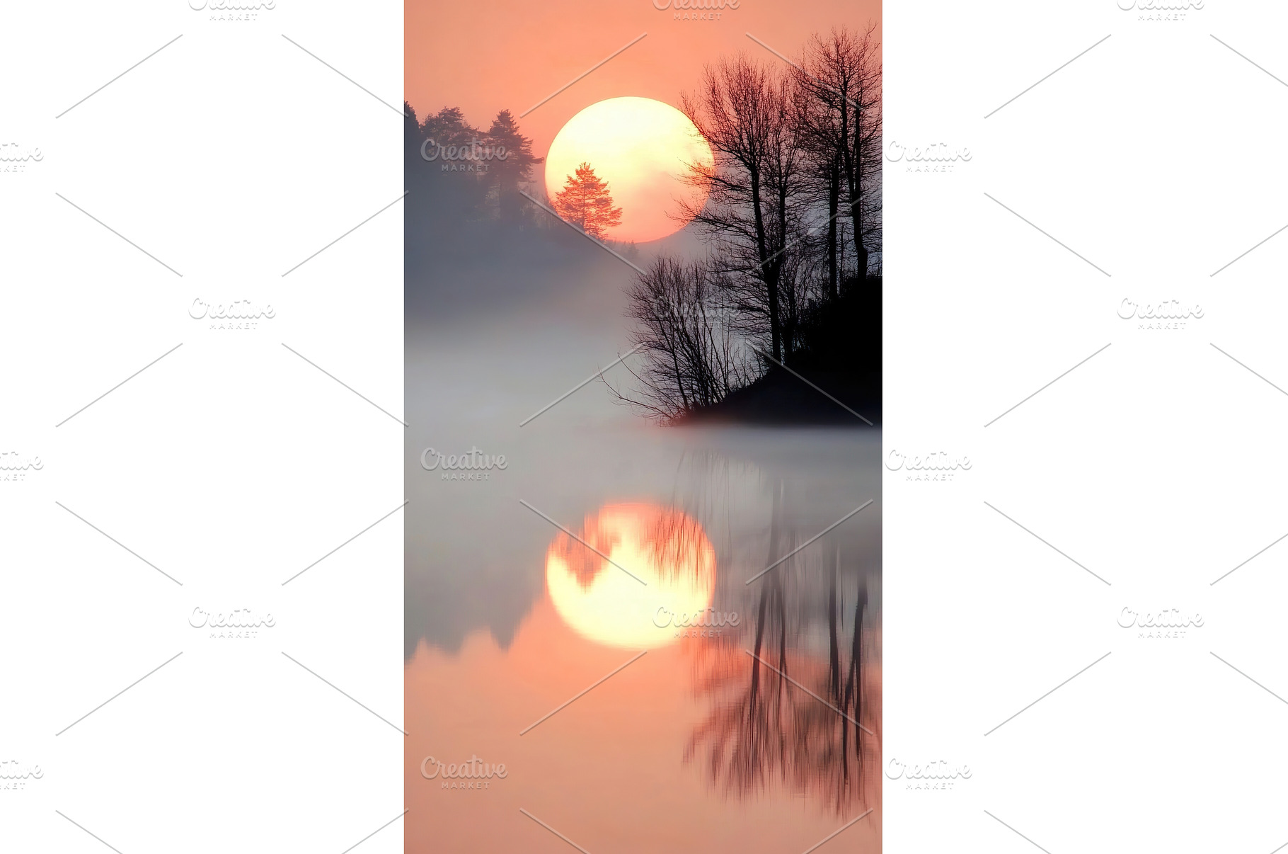 Golden sunrise over a calm lake with, a Nature Photo by Lermont51