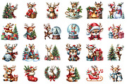 Watercolor Cute Reindeer Clipart Png, an Illustration by SinaCreation (Thumbnail 2 of 7)