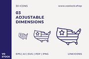 30 Independence Day Icons, an Outline Icon by vo.stock (Thumbnail 5 of 6)