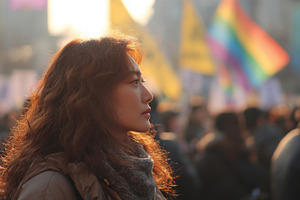 Woman at a march for equality, a Photo by Beautiful things