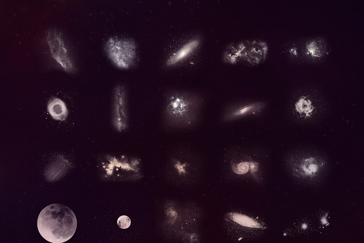 Procreate space brushes (stamps), a Brush Add-On by Endete & Mazak brushes (Photo 3 of 4)
