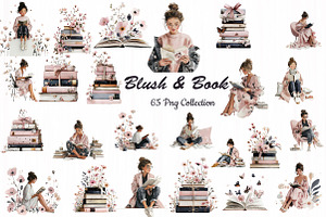 Blush Book Lover Clipart Bundle, an Illustration by DreamCafeArt