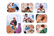 People do ceramics, pottery workshop, a Person Illustration by PaperTrident (Thumbnail 1 of 10)