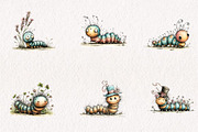 Summer Caterpillar Clipart PNG, an Illustration by CreationArt (Thumbnail 5 of 7)