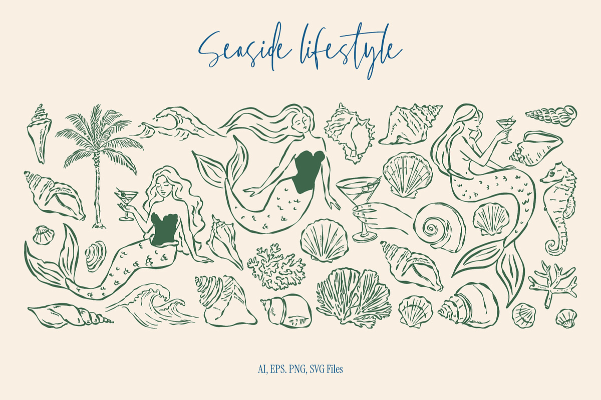Seaside Lifestyle Illustrations, an Object Graphic by DesignThatMatters (Photo 3 of 15)