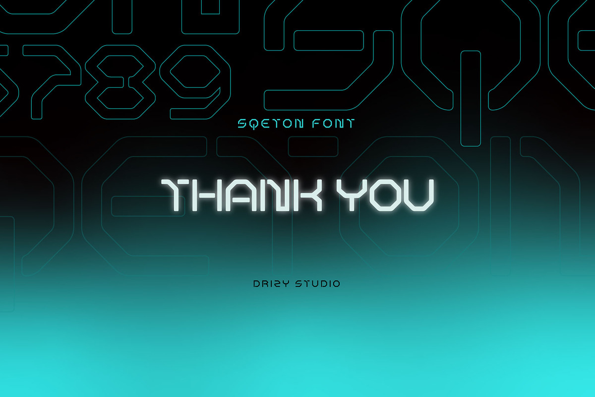 Sqeton - Mecha Stencil Display Font, a Sans Serif Font by Drizy (Photo 9 of 9)