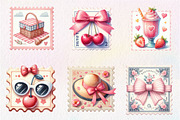 Coquette Summer Postage Stamp, an Illustration by CreationArt (Thumbnail 2 of 9)