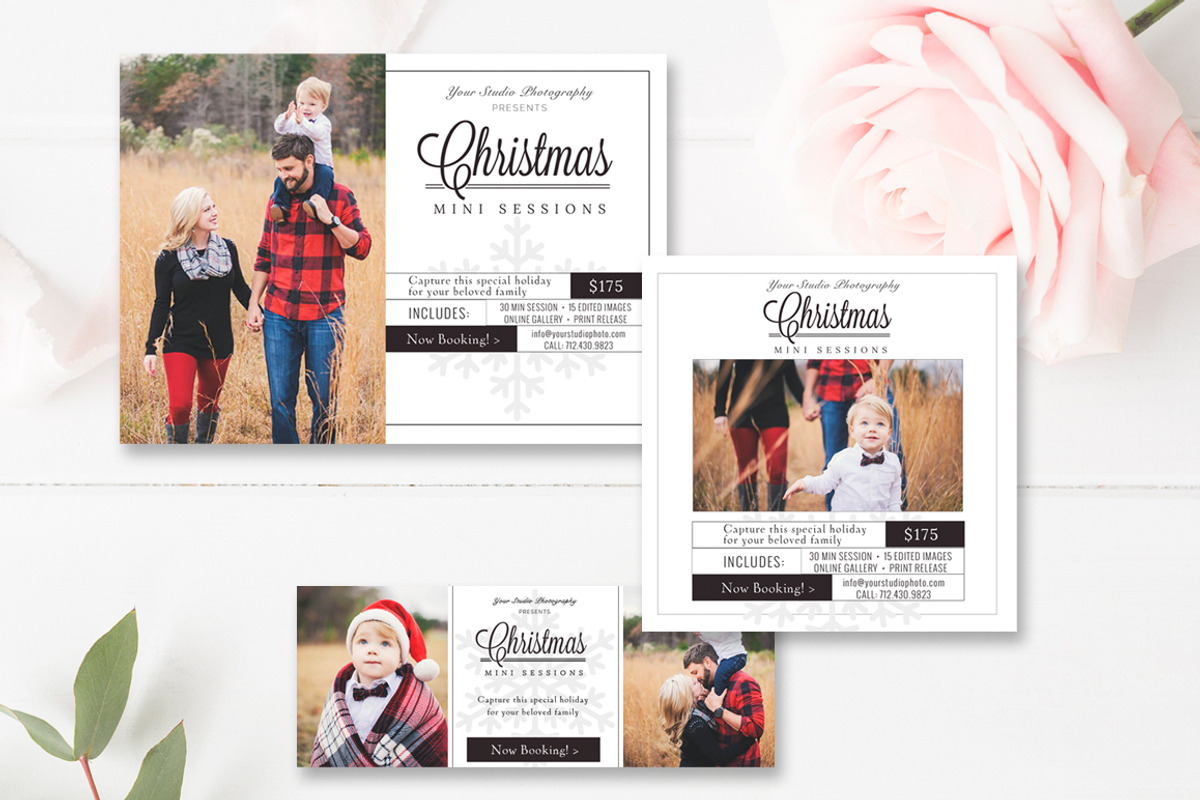 Christmas Mini Session Bundle, a Flyer Template by By Stephanie Design