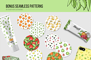 Fruit&berry clipart + label template, a Decorative Illustration by Pikovit (Thumbnail 13 of 13)