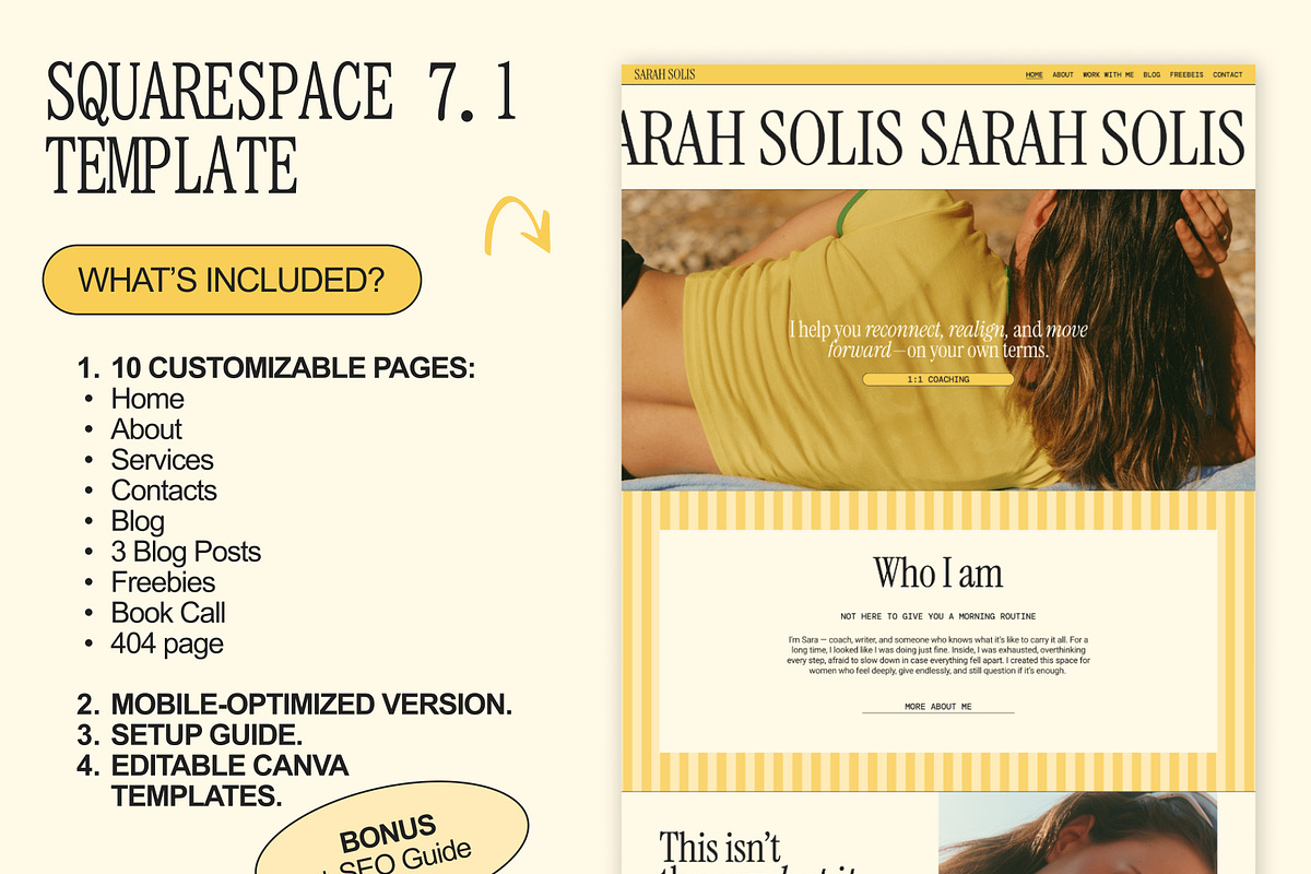 Yellow Squarespace Website Template preview 3