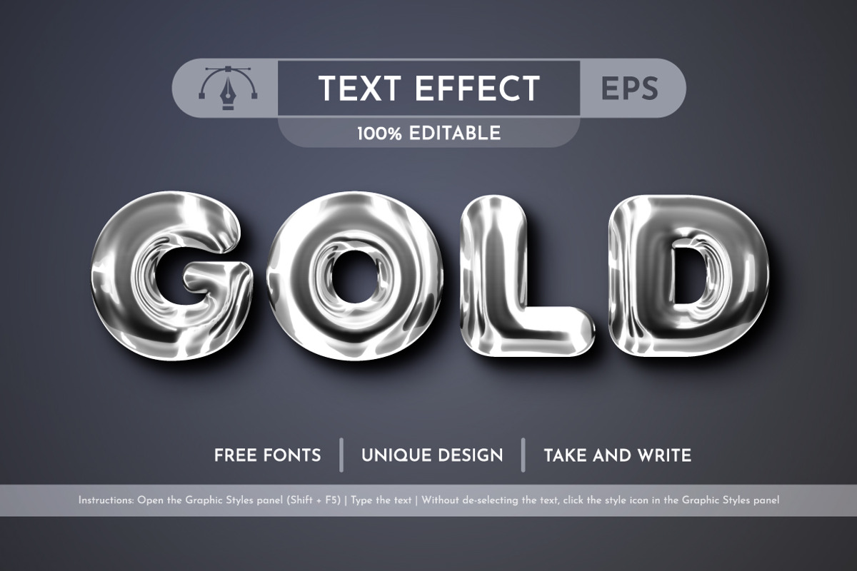 5 Metal Editable Text Effects, a Layer Style Add-On by rwgusev (Photo 4 of 7)