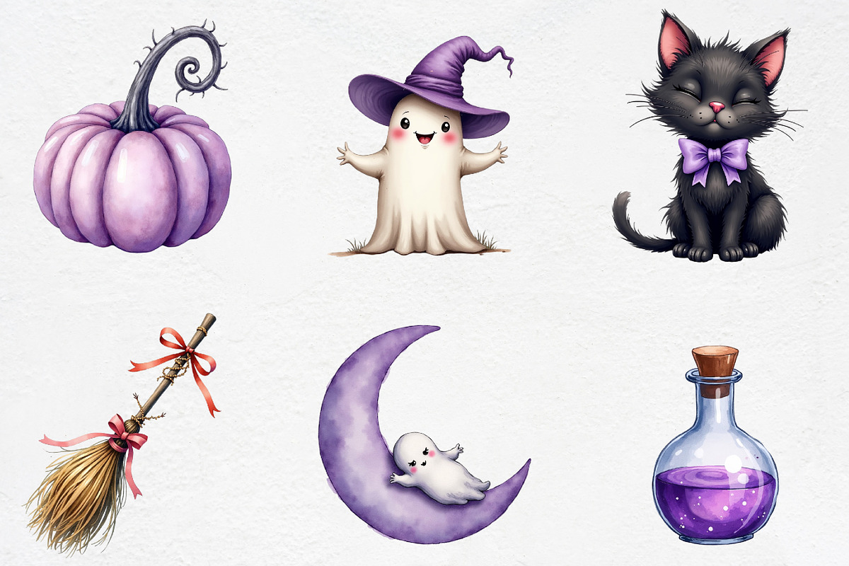 Lavender Halloween Clipar, an Illustration by CrexoraLab (Photo 2 of 5)
