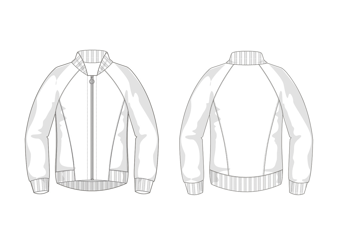 Bomber Jacket Fashion Flat Template, a Templates & Theme by flat fashion
