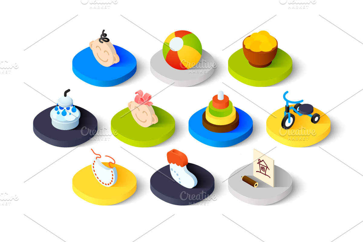 Isometric icons - Baby and Childhood, an Icon by sidmaydesign (Photo 2 of 3)