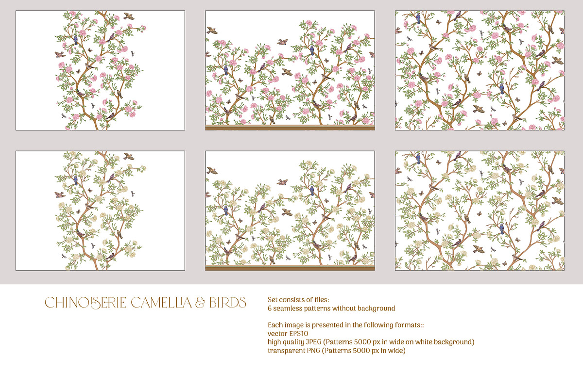 Chinoiserie Camellia & Birds, a Pattern Graphic by Elen-Lane (Photo 8 of 8)