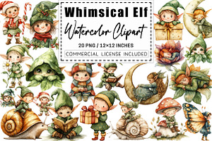 Whimsical Elf Watercolor Clipart, a Graphic by CitraGraphics