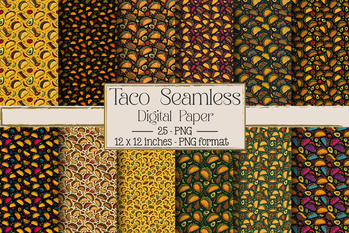 Taco Seamless Patterns, a Texture Illustration by DreamPrint404